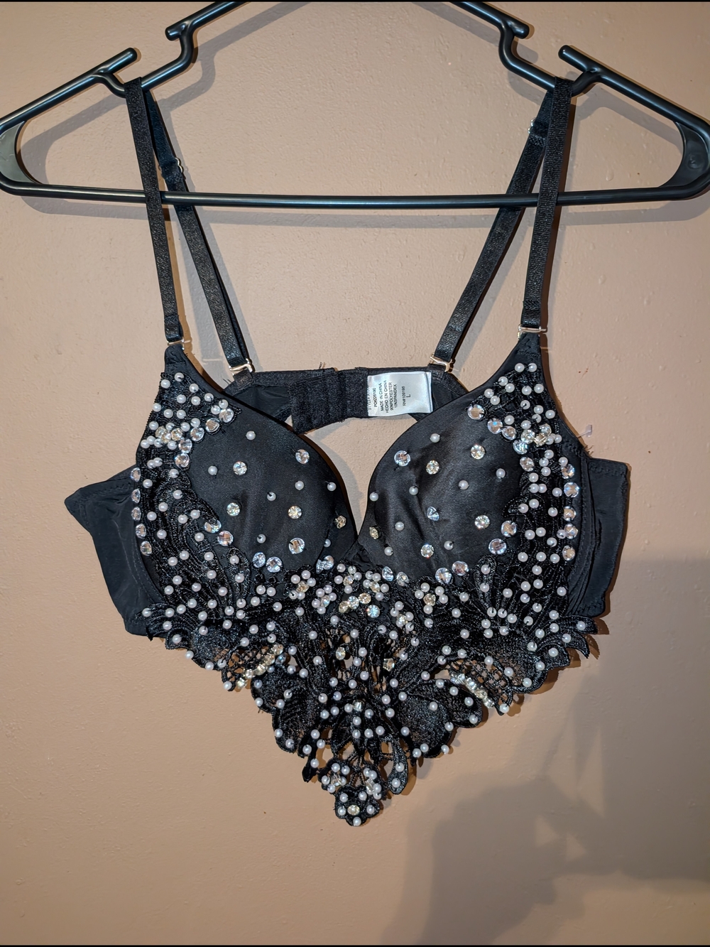 love J Black Embellished Crop Top with Rhinestones